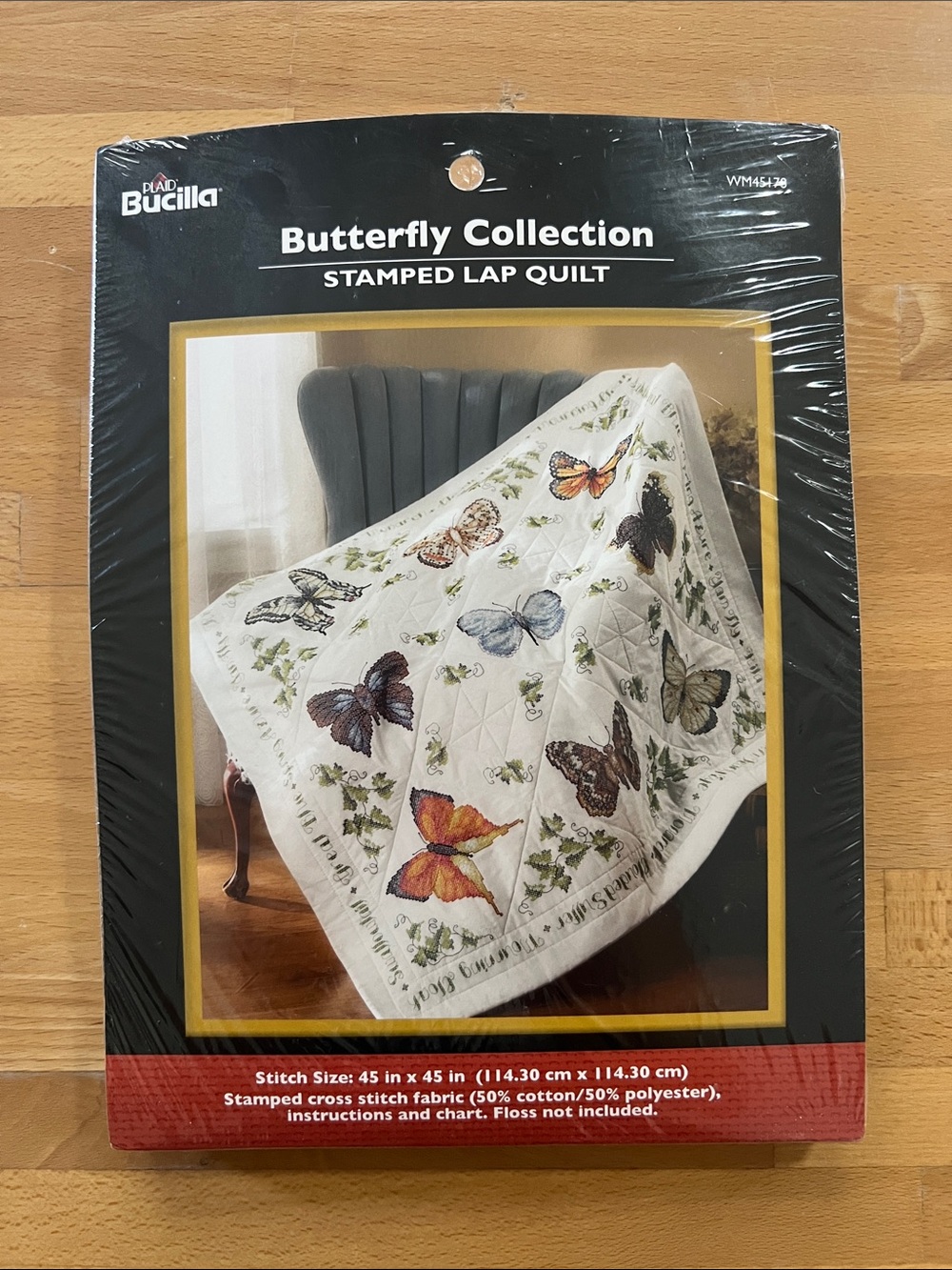 Bucilla Butterfly Lap Quilt Cross Stitch Kit Vintage New in package